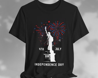 4th July America Independence Day T-Shirt, Statue of Liberty Fireworks Shirt, Patriotic USA Tee