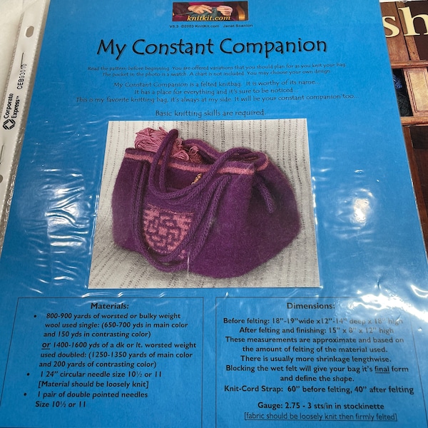 Constant Companion knitted Felted Bag Pattern