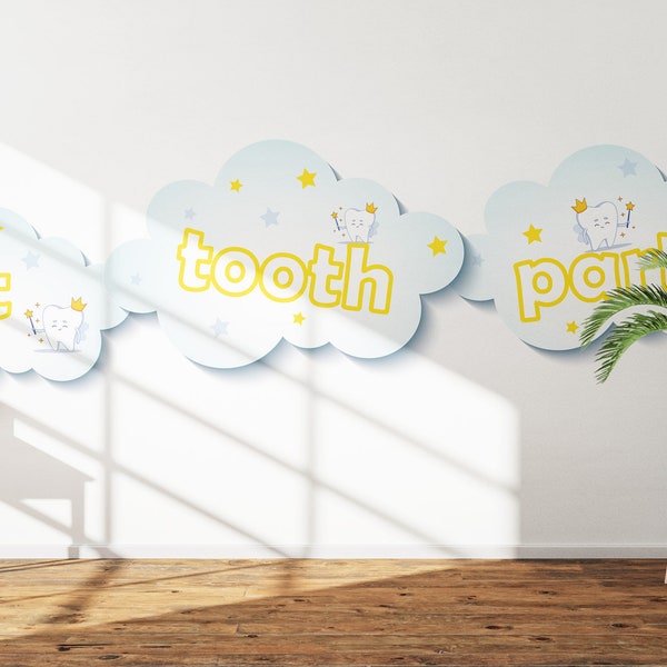 First tooth party package, Editable, printable Baby's first tooth, Banner, Professions, Cup, Plate , Napkin, Stickers