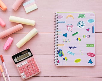 Paquete de pegatinas imprimibles coloridas / 27 pegatinas divertidas para estudiantes / Pegatinas de regreso a clases / Pegatinas de tareas, metas y lista de tareas pendientes / Impresión en PDF