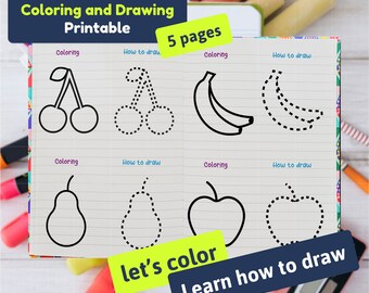 Libro para colorear imprimible, Páginas para colorear para niños, Hoja para colorear para niños, Página para colorear simple para preescolar, Páginas de dibujo para niños