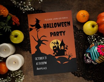 Editable Halloween Party Invitation Template Printable Digital Canva ...