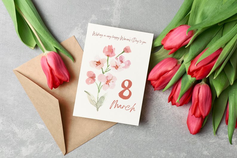 International Women's Day Greeting Card | Printable Women's day card | For Moms, Grandma | Editable Canva 8 March Card | Instant Download