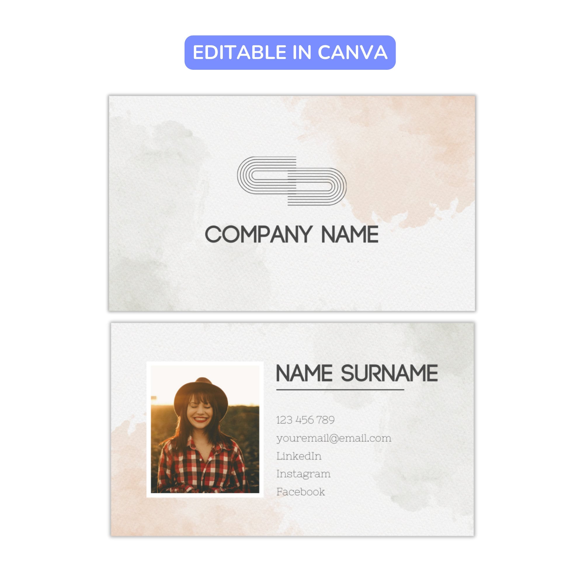 Editable Business Card, Business Card, Printable Business Card, Double ...