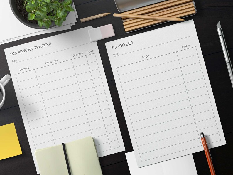 Printable Homework Tracker | Simple Assignment Log | Daily & Weekly ...