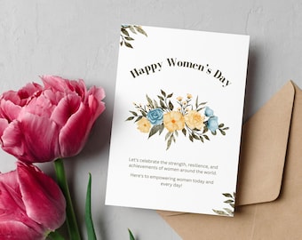 International Women's Day Greeting Card | Printable Women's day card | For Moms, Grandma | 8 March Card | Elegant Design | Instant Download