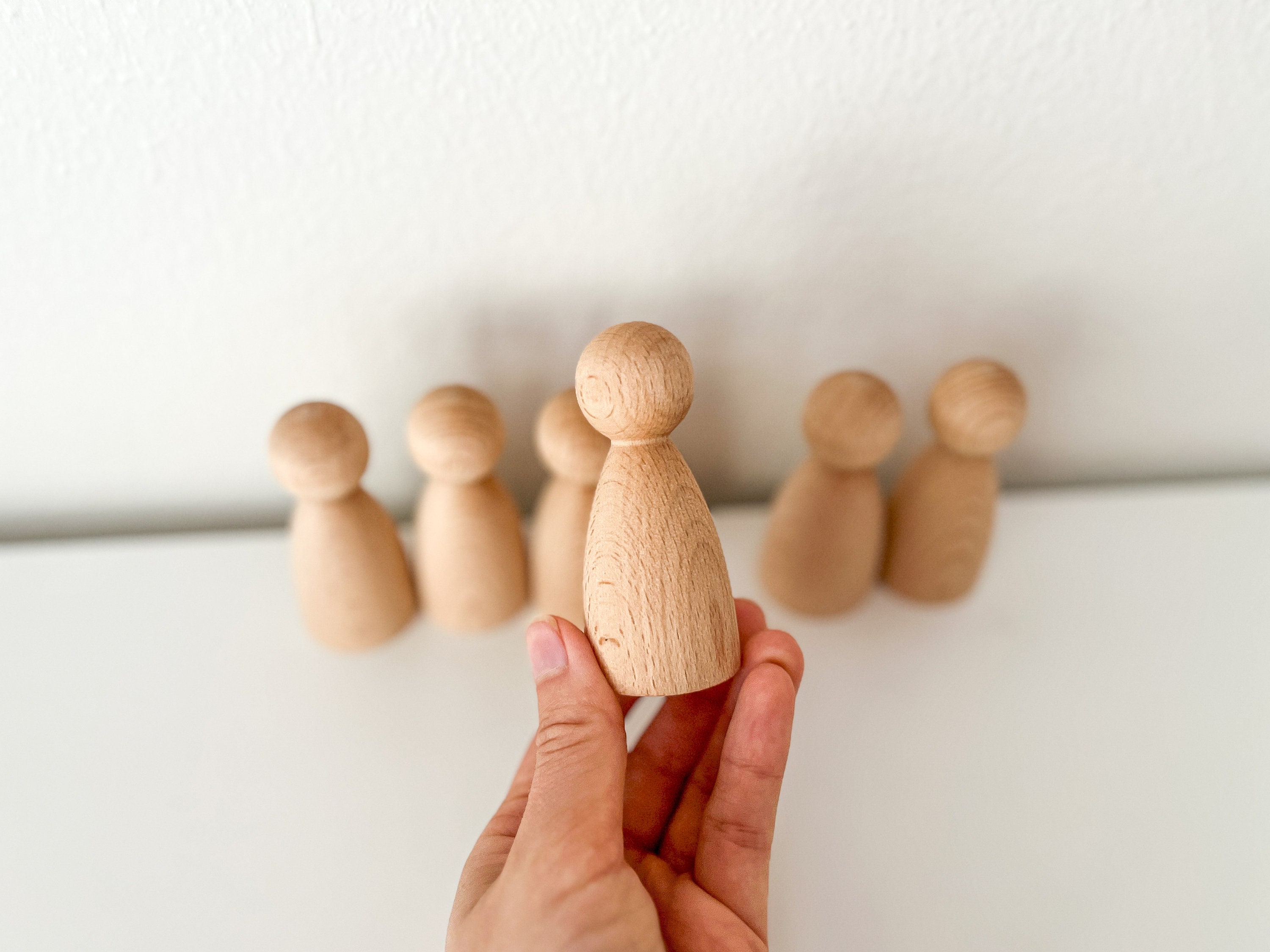 Set of 6 Large Wooden Peg Dolls, DIY Unfinished Beech Wood Peg Doll ...