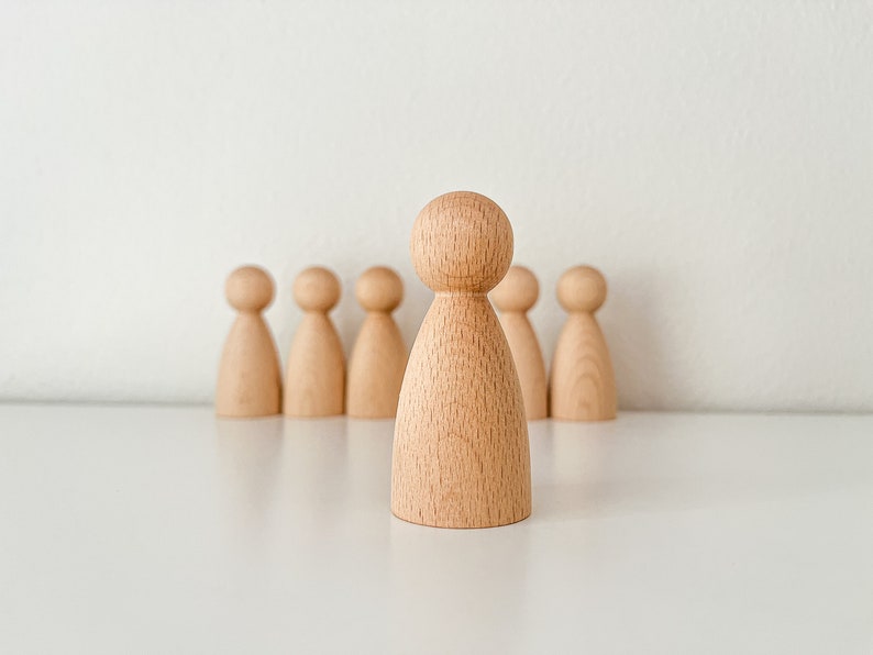 Set of 6 Large Wooden Peg Dolls, DIY Unfinished Beech Wood Peg Doll ...