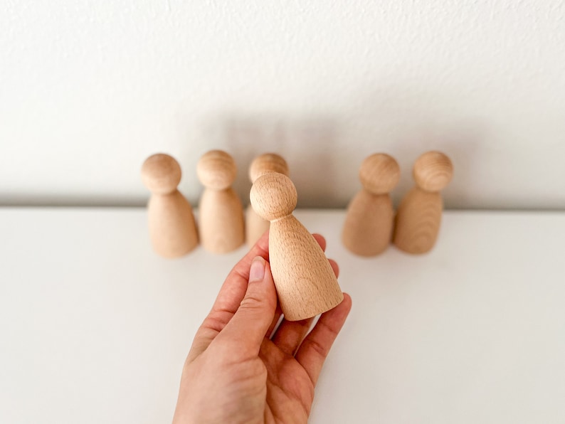 Set of 6 Large Wooden Peg Dolls, DIY Unfinished Beech Wood Peg Doll ...
