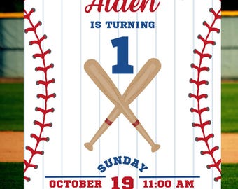 Baseball Party Birthday Invitation | Baseball Digital Invite | Sports Birthday Invitation | Baseball Drip Invite | Editable Canva Template