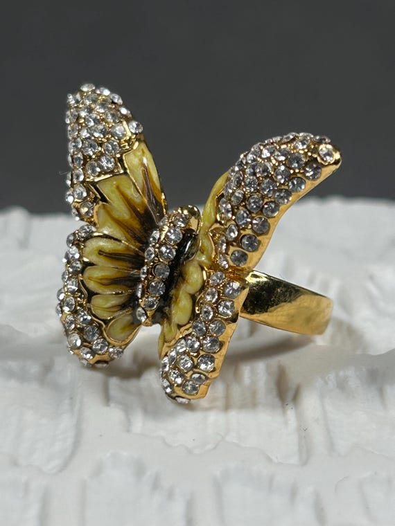 Vintage  Statement Cocktailring SCHMETTERLING mit… - image 2