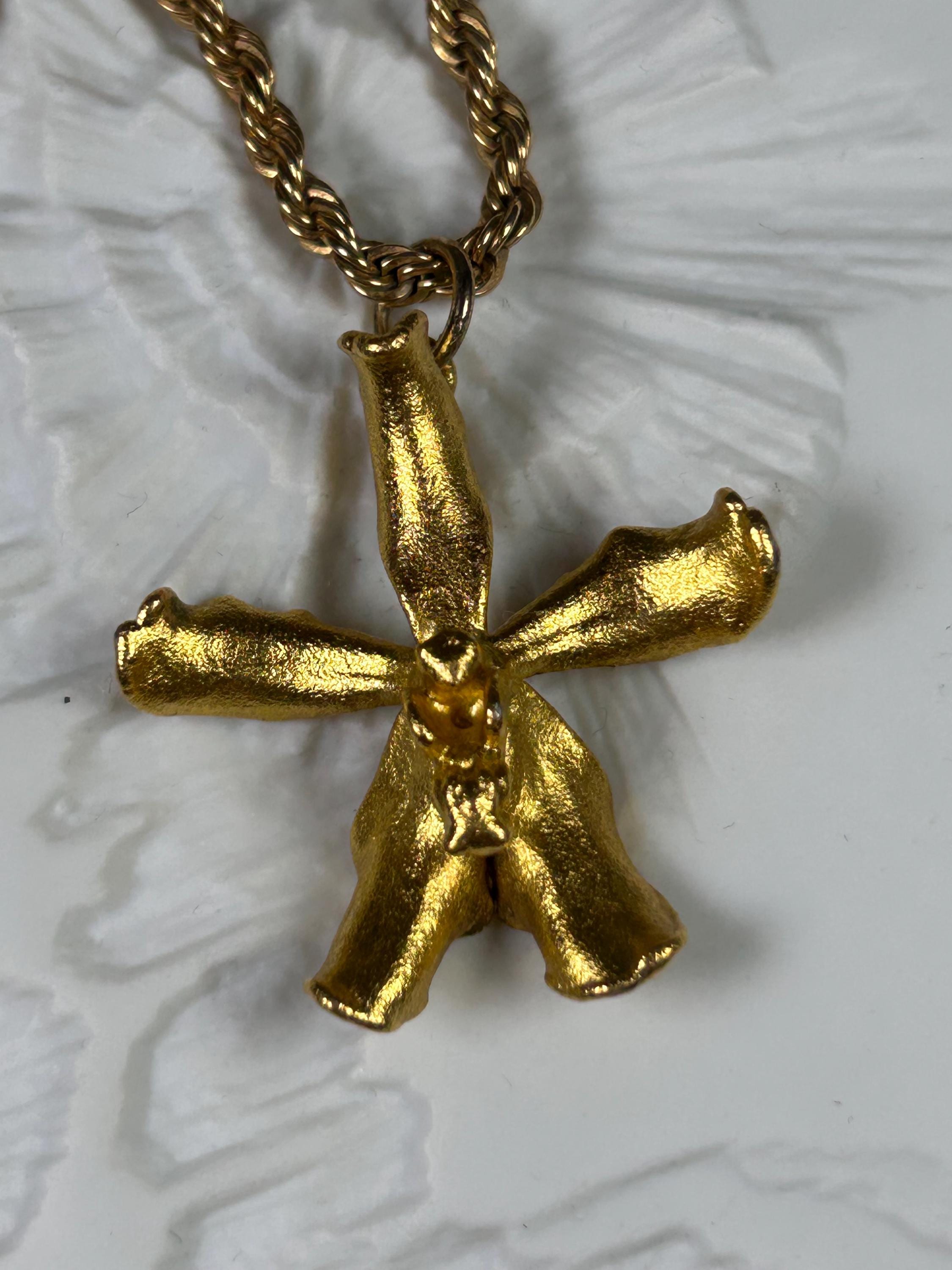 Vintage RISIS Singapore Gold-plated Orchid Pendant With Chain. - Etsy