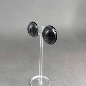 Vintage black Lucite ear clips