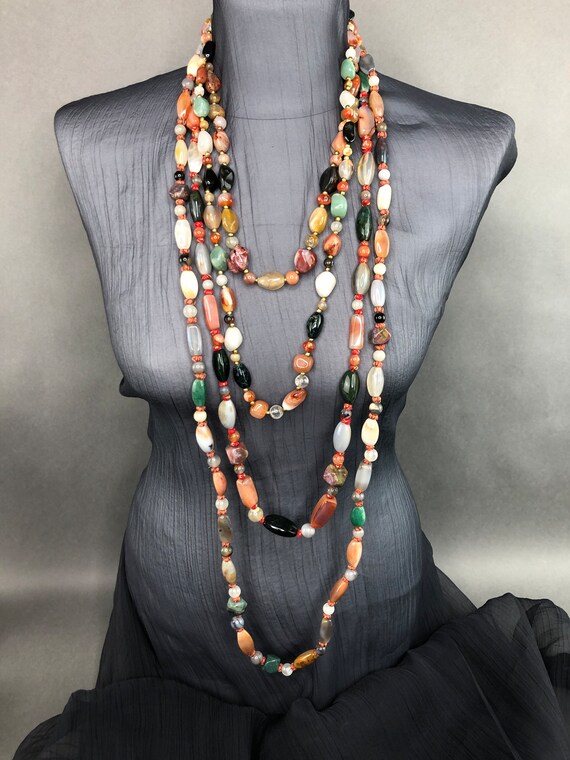 Vintage handmade multicolored AGATE necklace - image 6