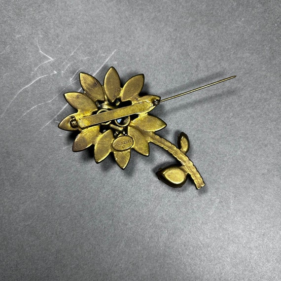 Vintage SORRELLI signed brooch - FLOWER with burg… - image 6