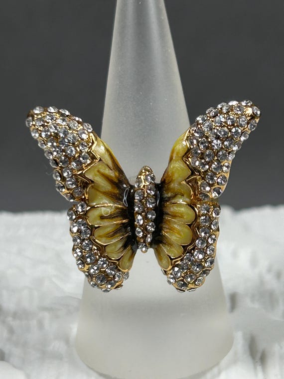 Vintage  Statement Cocktailring SCHMETTERLING mit… - image 4