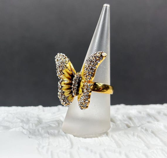 Vintage  Statement Cocktailring SCHMETTERLING mit… - image 1
