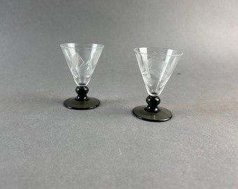 Vintage 2 pièces Holmegaard verres à liqueur schnaps, hauteur 7 cm.