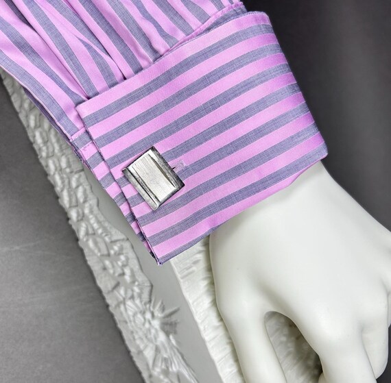 Vintage Unisex rechteckige silberfarbene große Unisex Manschettenknöpfe/ Cufflinks.