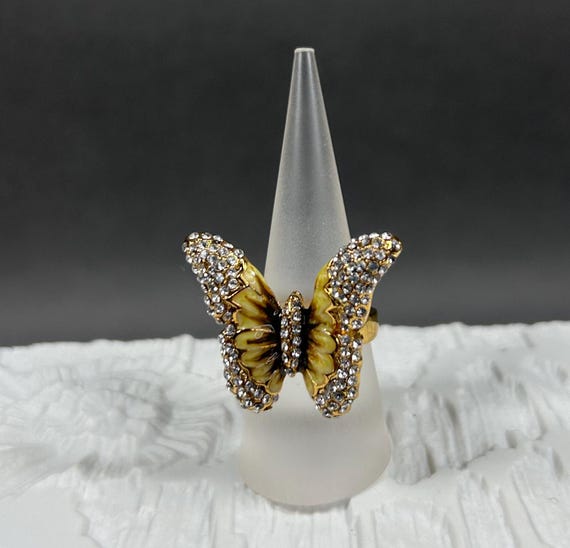 Vintage  Statement Cocktailring SCHMETTERLING mit… - image 3