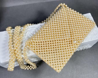 Bolso vintage pequeño decorativo de perlas artificiales