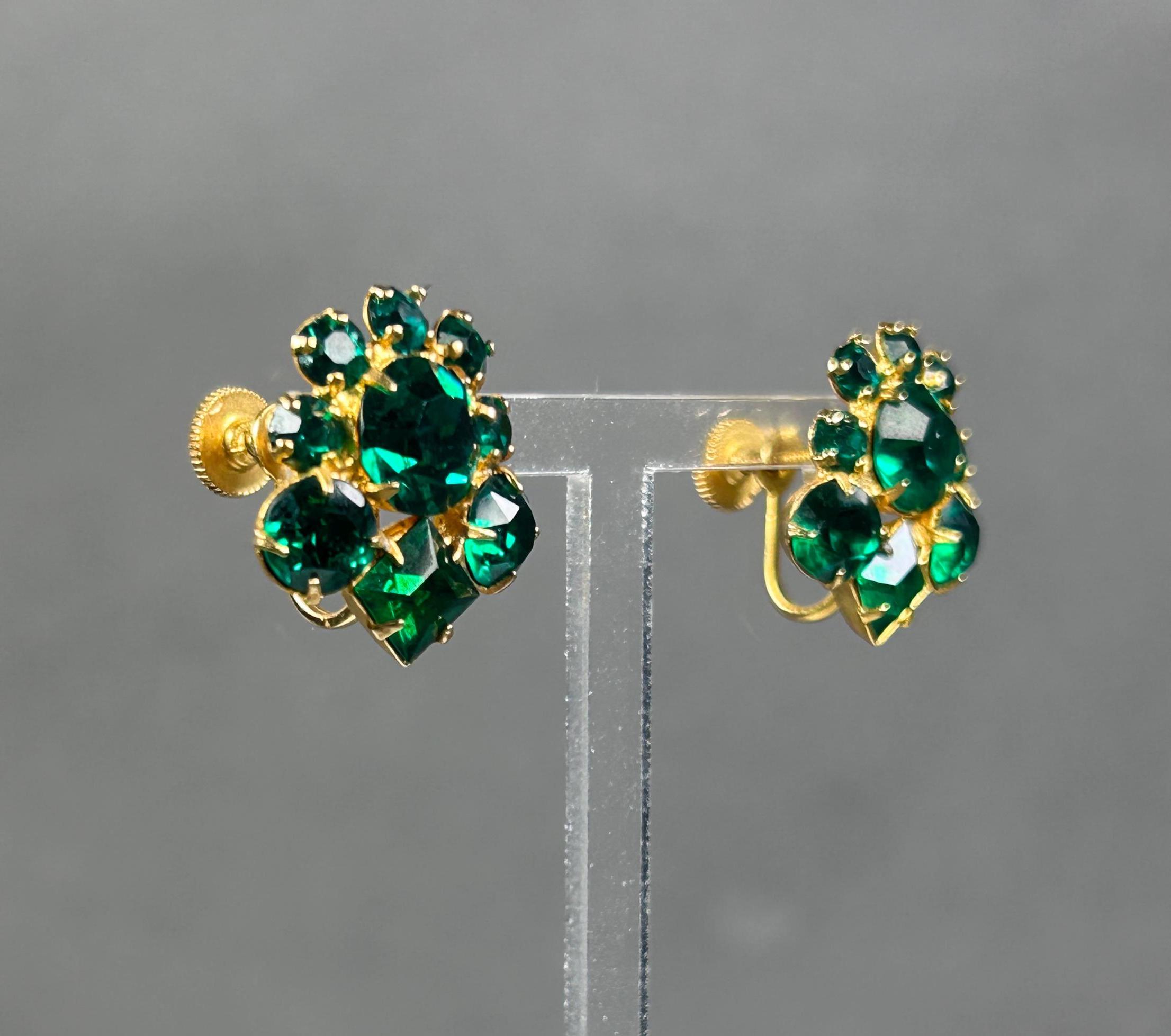 Boucles Cristal émeraude Vintage Boucles D'Oreilles Clips Cristal ...
