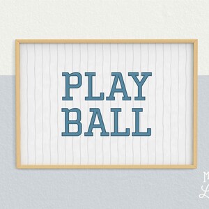 DIGITAL DOWNLOAD - Play Ball! Baseball Print | Boys Nursery Wall Decor Blue | Kids&#39; Room Wall Art | Playroom Decor | Toddler Room Printable