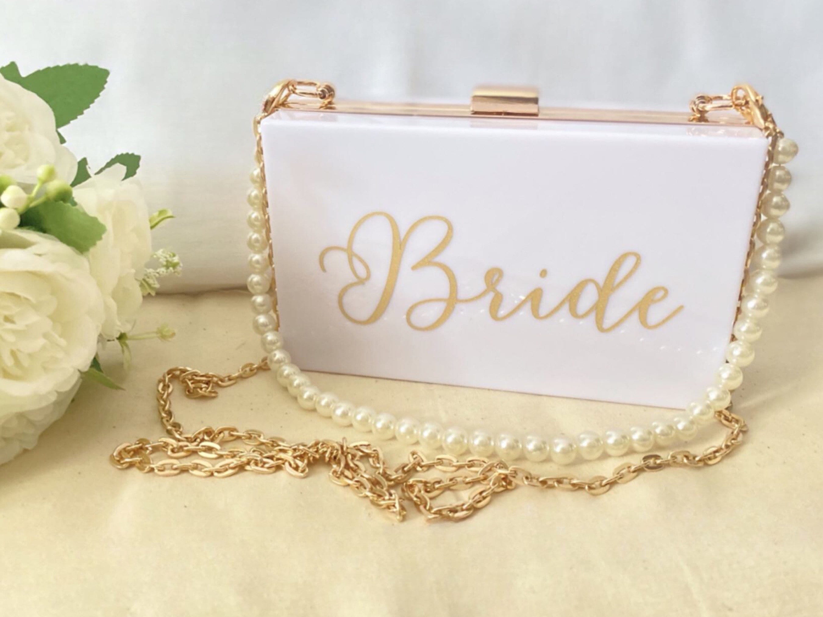 White Acrylic Clutch White Box Clutch Acrylic Bag Hard Clutch Wedding Bag  Bridal