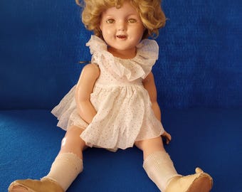 Bambola Shirley Temple, anni '30, abbigliamento originale, 21"
