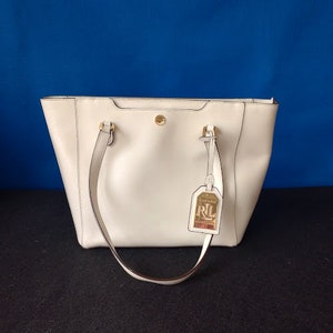 Cartera Ralph Lauren, bolso de mano, color crema, excelente estado