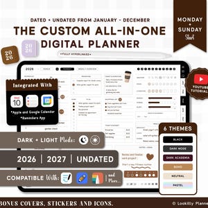 Ultimate Custom Digital Planner / iPad Goodnotes 2026 2027 e senza data.