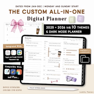 2025 2026 Digital Planner, Goodnotes Planner, iPad Planner, Dated Daily, Weekly, Monthly Digital Planner, Landscape & Portrait Planner