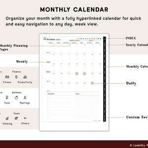 Planner Templates Compatible with reMarkable Paper Pro, 2026 2027 2028 ReMarkable 2 Tablet | Daily Weekly Monthly Productivity Calendar. image 4