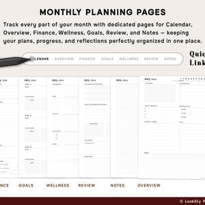 Planner Templates Compatible with reMarkable Paper Pro, 2026 2027 2028 ReMarkable 2 Tablet | Daily Weekly Monthly Productivity Calendar. image 5