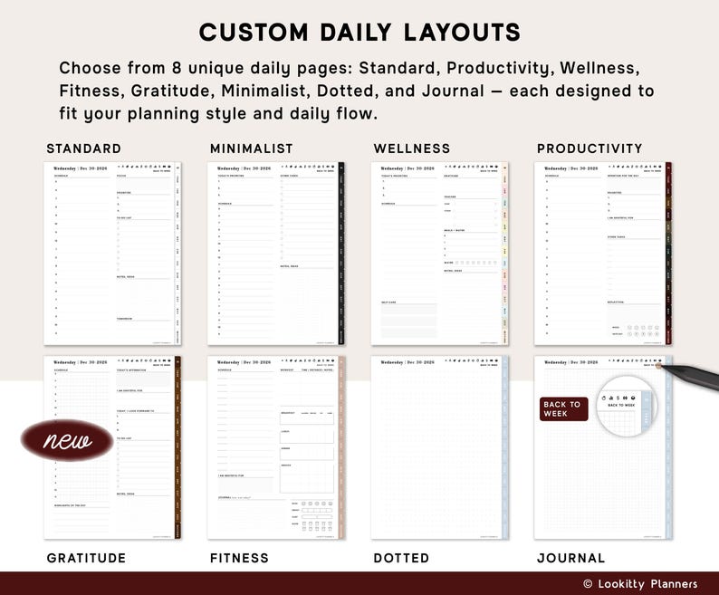 Planner Templates Compatible with reMarkable Paper Pro, 2026 2027 2028 ReMarkable 2 Tablet | Daily Weekly Monthly Productivity Calendar. image 6