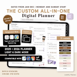 Digital Planner, Goodnotes Planner, iPad Planner, Dated Daily, Weekly, Monthly Digital Planner, 2025 2026 Landscape & Portrait Planner