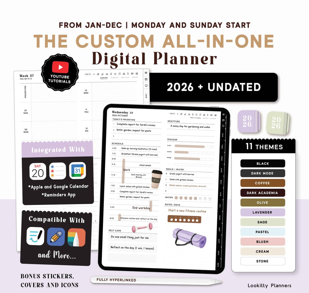 Portrait Digital Planner for iPad Goodnotes, Notability | 2026 ...