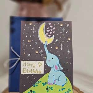 Geburtstagskarte "kleiner Elefant", Happy Birthday, Glückwunschkarte, handillustriert