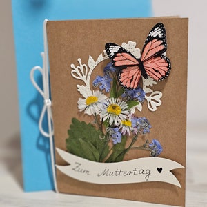 Muttertagskarte, Muttertag, für Mama, echte Blumen, Unikat