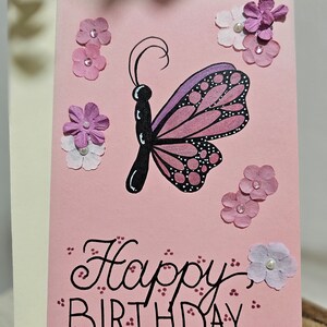 Geburtstagskarten "fliegende Glückwünsche", Happy Birthday, Glückwunschkarte, Schmetterling, Biene, von Hand illustriert