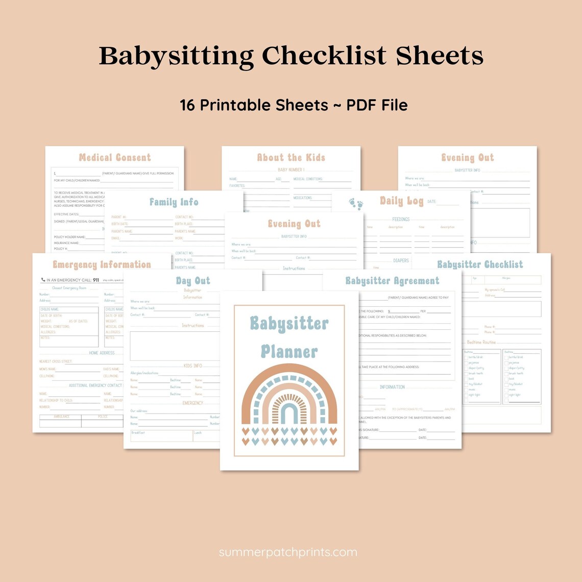 Babysitter Checklists, Printable Babysitter Notes, Babysitting Notes ...