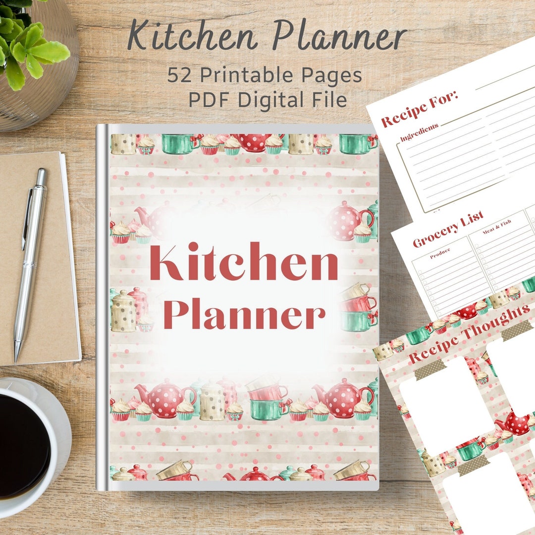 Kitchen Planner, Printable Kitchen Planner, Meal Planner and Calendars, Meal Planner for Busy ...