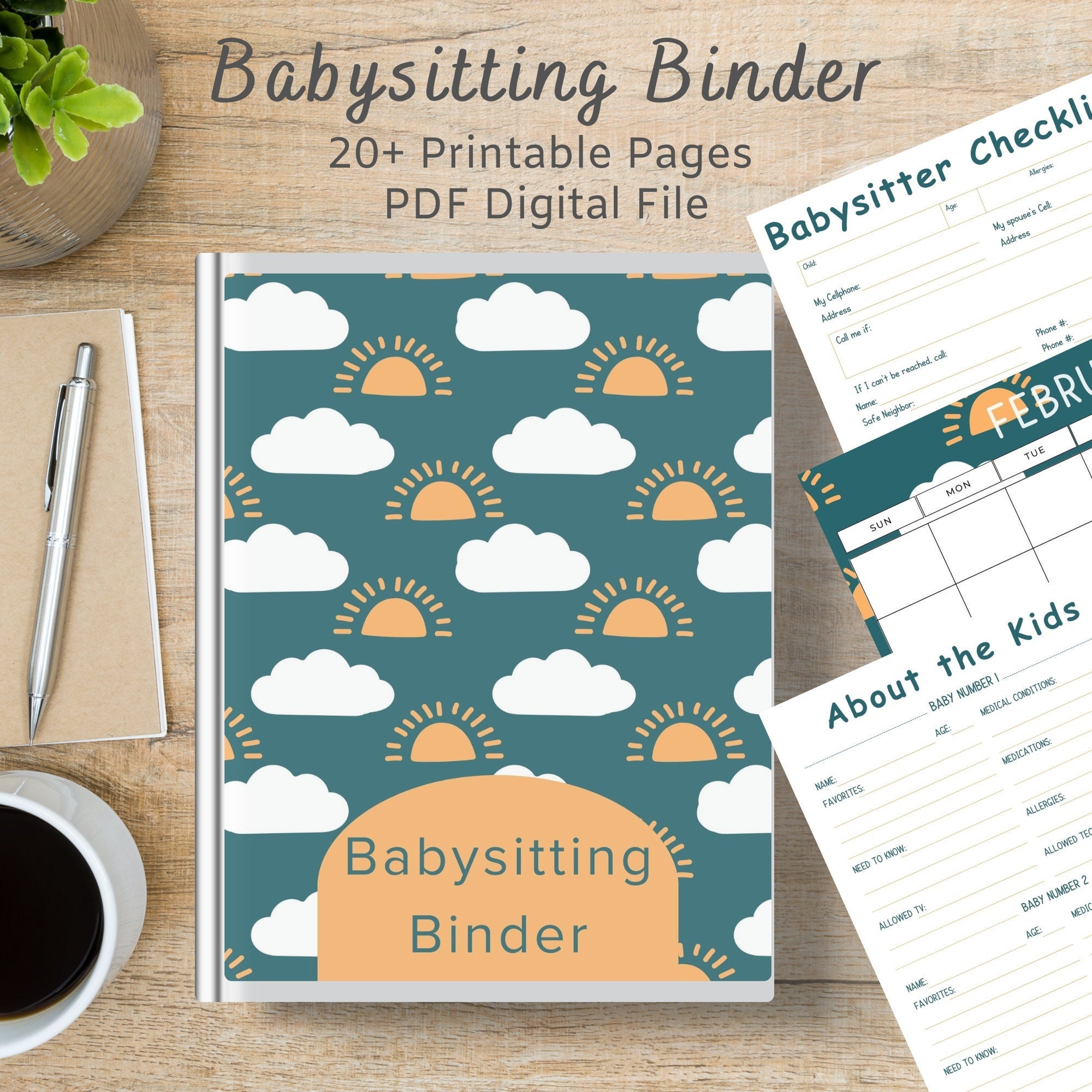 Babysitting Binder, Printable Planner for Babysitter, Babysitting Kit