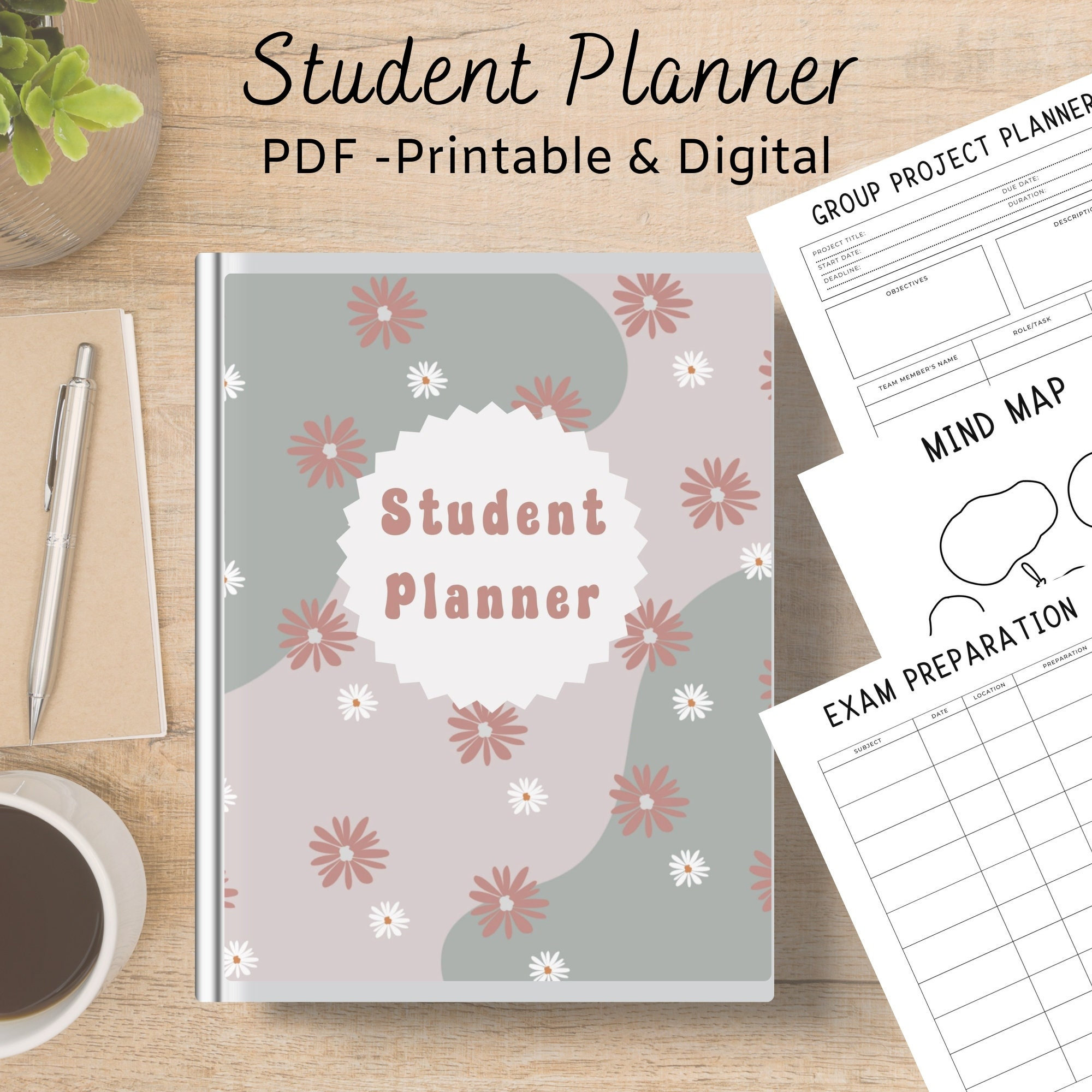 Student Planner Printable College Student Planner Floral - Etsy