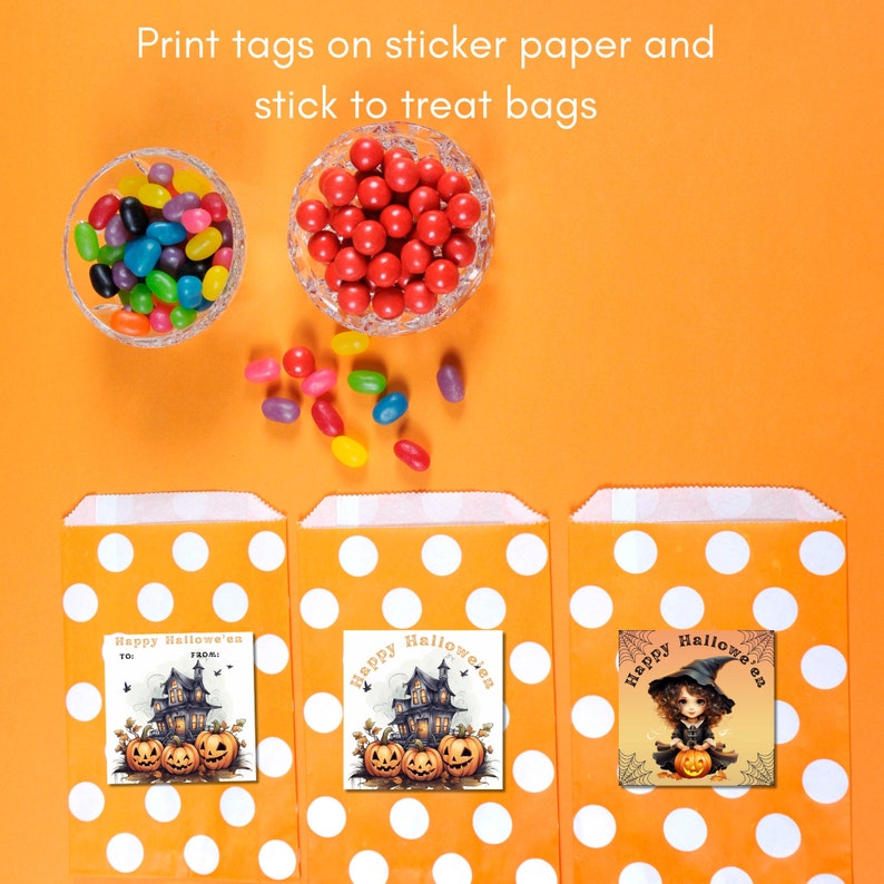 Halloween Gift Tags Printable Party Favour Tags Treat Bag Etsy