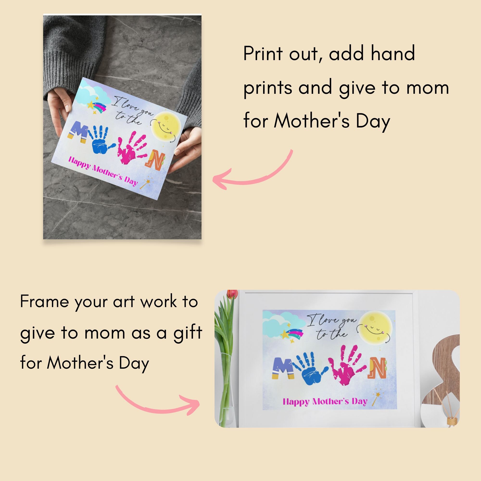 Printable Mother's Day Craft, Happy Mother's Day, Handprint Art, Kids ...