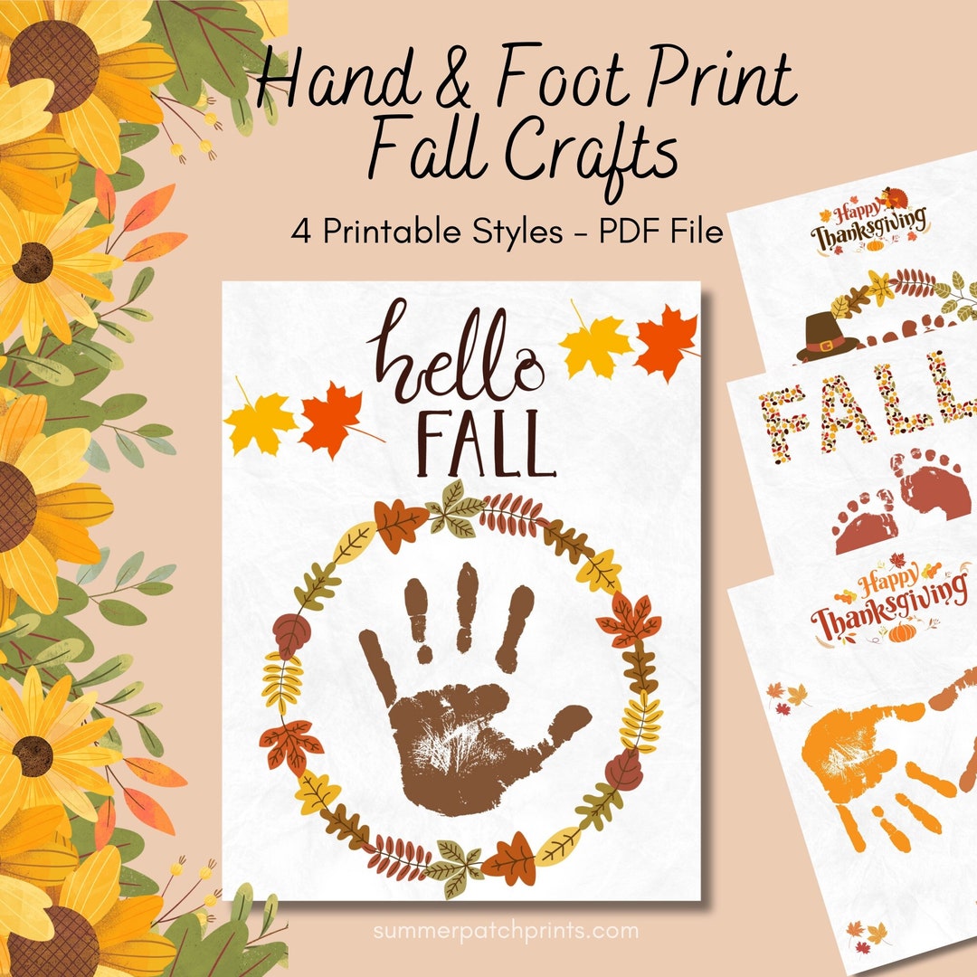 Fall Handprint and Footprint Craft Bundle Fall Crafts for Etsy