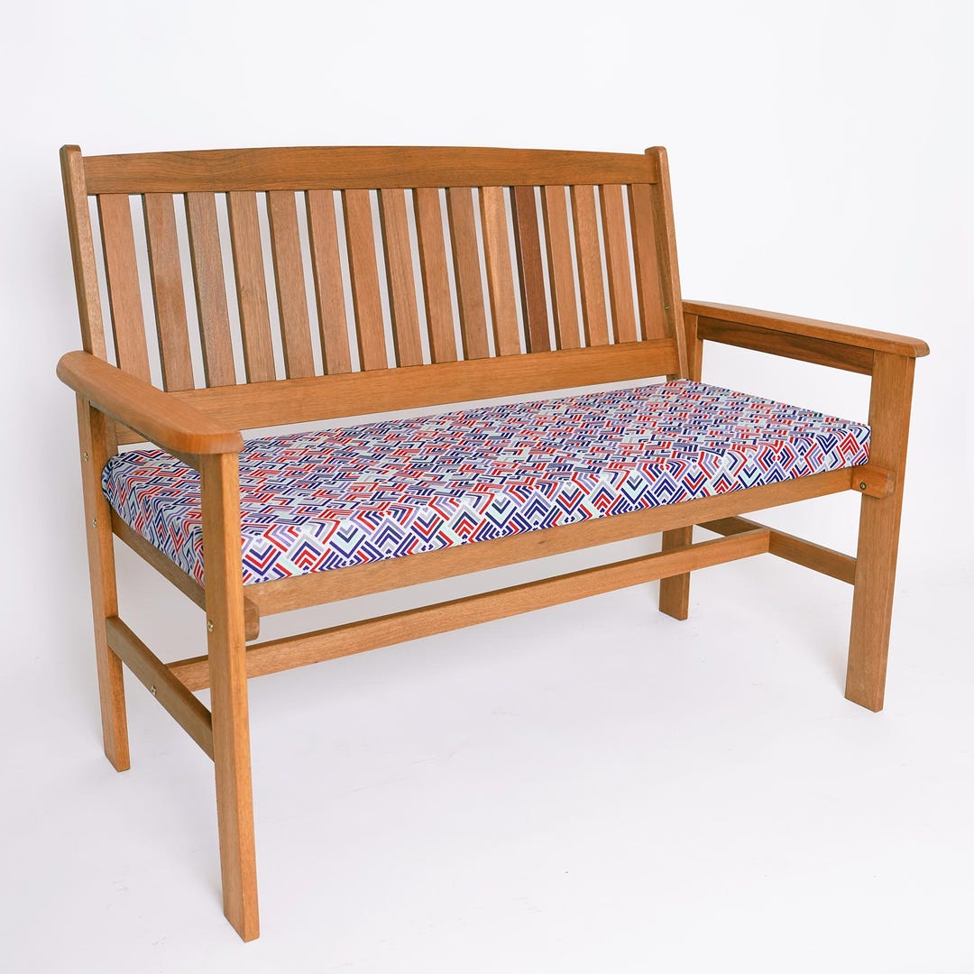 Water-resistant Outdoor Bench Pad Geometric Red Pattern 2-4 Seater ...