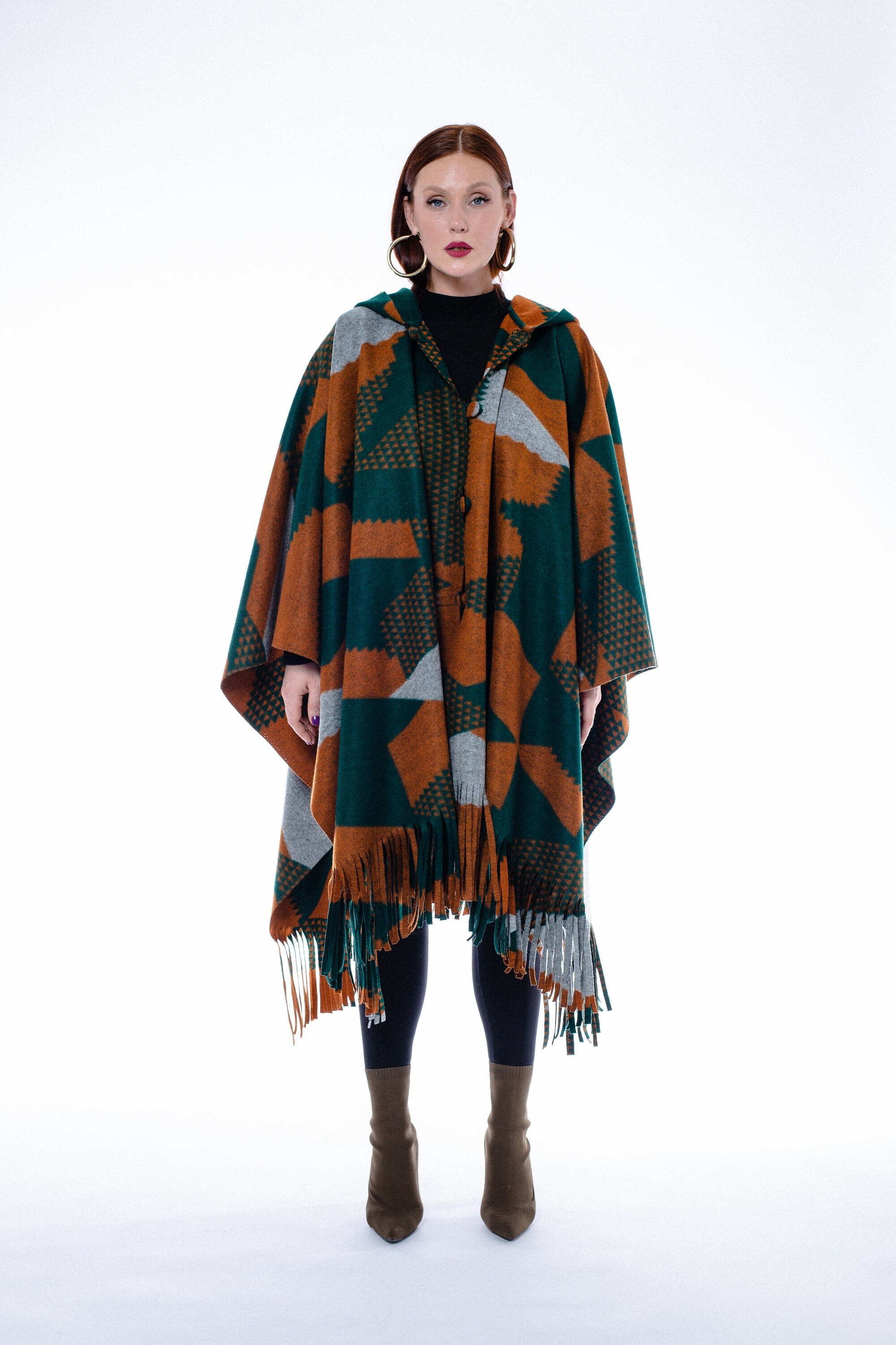 Poncho Donna Verde Mela | 65% Poliestere 35% Cotone | Leggero E Pratico - Foto 3
