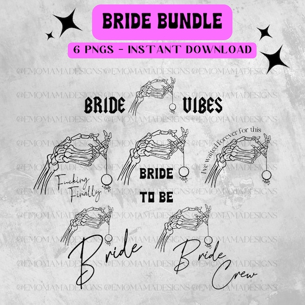 Skeleton Bride Bundle | PNG bundle | Spooky Bride | Emo Bride | Goth Bride | Till death do us part wedding | Bride PNG | Witchy Bride |